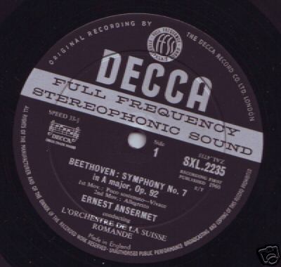 ORIGINAL 1960 CLASSICAL LP BEETHOVEN NO7 DECCA SXL 2235