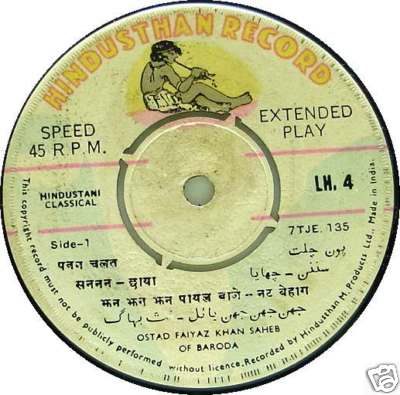 Faiyaz Khan India Indian Hindustani Classical Vocal EP A