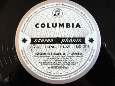 CLASSICAL-BRAHMS-VIOLIN CONCERTO/OISTRAKH-SAX2411 T/S A