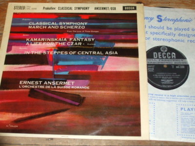 SXL 2292 Prokofiev Classical Sym. etc. / Ansermet W/B A