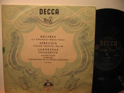 VICTOR OLOF uk 10" DELIBES/SIBELIUS/JARNEFELT Classical A