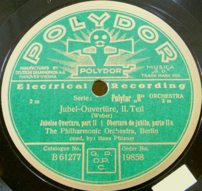 HANS PFITZNER 78rpm Classical Polydor 19858 Jubel A