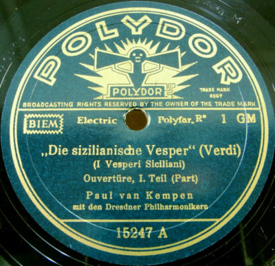 PAUL VAN KEMPEN 78rpm Classical Polydor 15247 Siziliani A