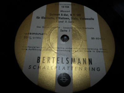 CLASSICAL - RARE BERTELSMANN 13154 MOZART STROSS QUARTET - LEOPOLD WLACH A