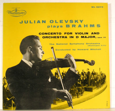 JULIAN OLEVSKY classical LP &ldquo;Brahms Violin Concerto&rdquo; WESTMINSTER 5273 nice A
