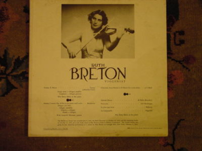 RUTH BRETON : VIOLINIST RARE PRIVATE RECORDING NO LABEL CLASSICAL NM 2LP A