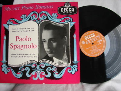 12" VINYL CLASSICAL LP MOZART PIANO SONATAS PAOLO SPAGNOLO DECCA LXT 5219 A