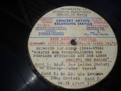 1955 Classical Test Pressing LP Robt. Gerle Alice Ehlers Hancock Auditorium A