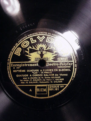 Classical 78s 4tet GALIMIR/MILHAUD POLYDOR (x2)-Strings A