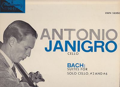 rare org classical LP/Janigro/Bach SOLO CELLO SUITES 2 & 6/Westminster XWN18349 A