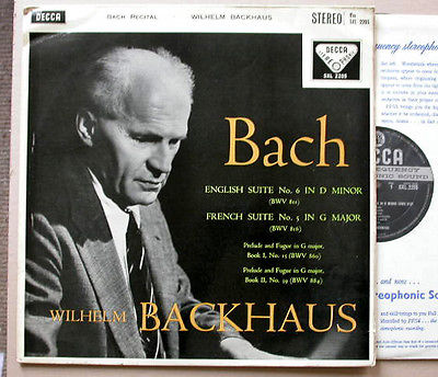 DECCA SXL 2205 LP,BACH:WILHELM BACKHAUS 60,CLASSICAL,MUSIC,RECORDS A