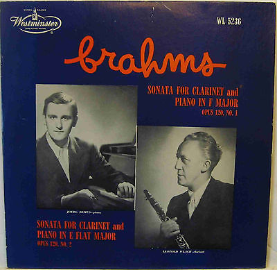 Classical Mono LP Westminster WL 5236 DG Brahms Sonata for Clarinet Demus Welch A