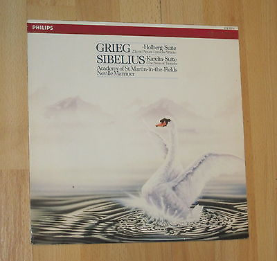 GRIEG Holberg SIBELIUS Karelia Neville Marriner vinyl Classical Philips LP NM A