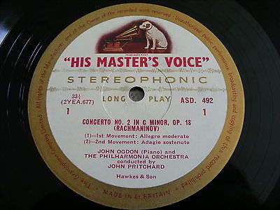 CLASSICAL-RACHMANINOV/OGDON-PIANO CONCERTO No2-HMV ASD 492 W/G ED1 A