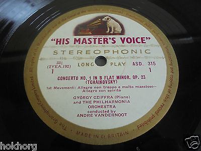 TCHAIKOVSKY PIANO CONCERTO 1 GYORGY CZIFFRA CLASSICAL LP ASD 315 STEREO HMV A