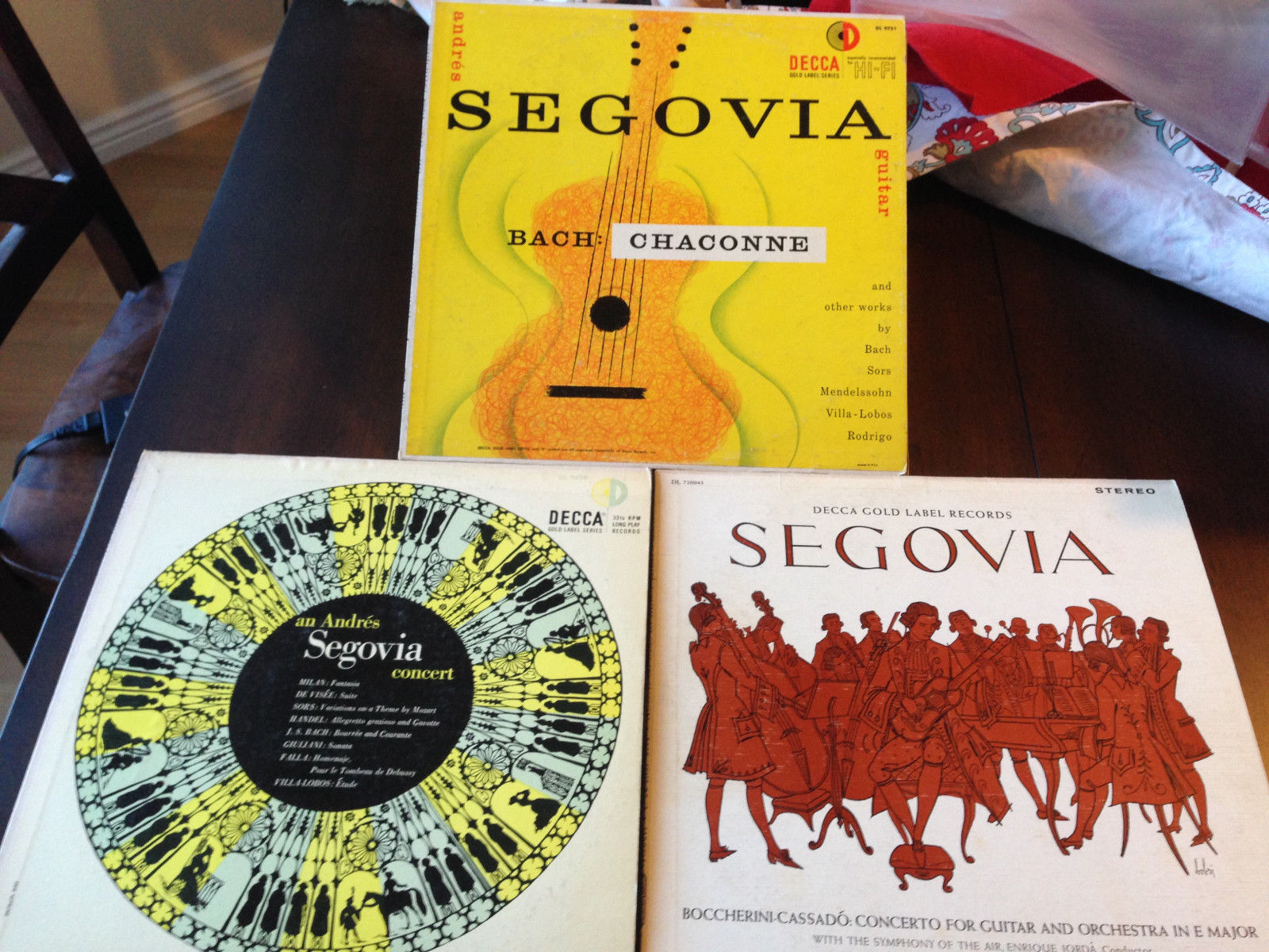 Andr&eacute;s Segovia Classical Guitar 3 LP Vinyl records Decca DL 710043 9638 9751 A