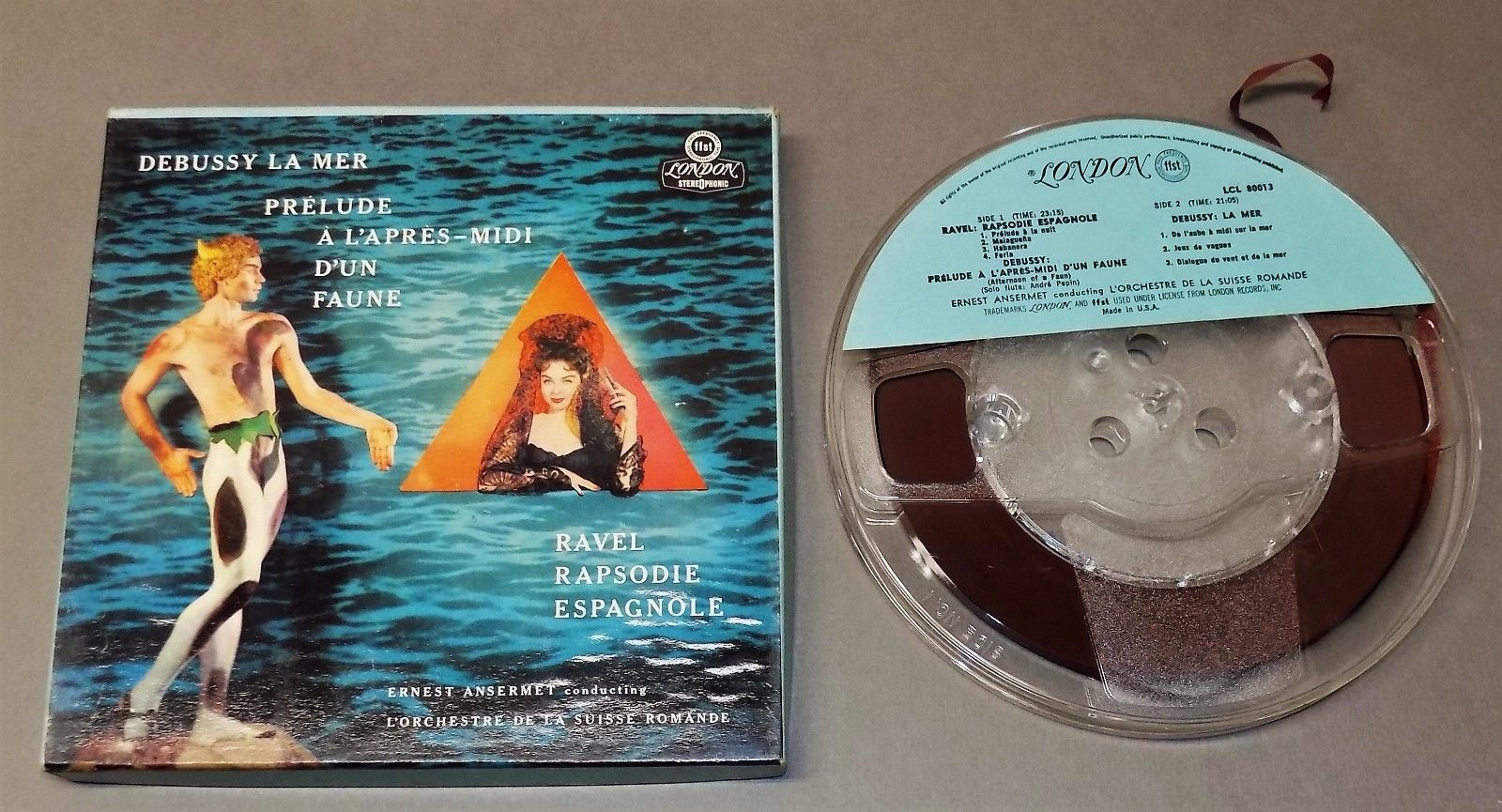 Reel tape DEBUSSY La Mer RAVEL Rapsodie ANSERMET London 4 track 7.5 classical A