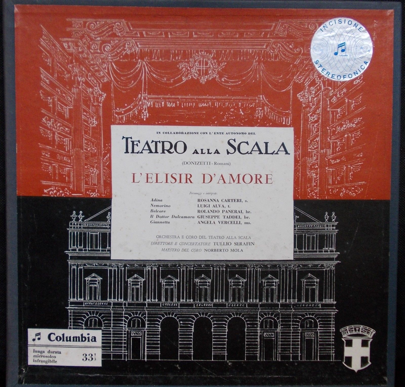 Tullio Serafin Teatro Alla Scala Donizetti L'Elisir columbia rare 2 lp classical A