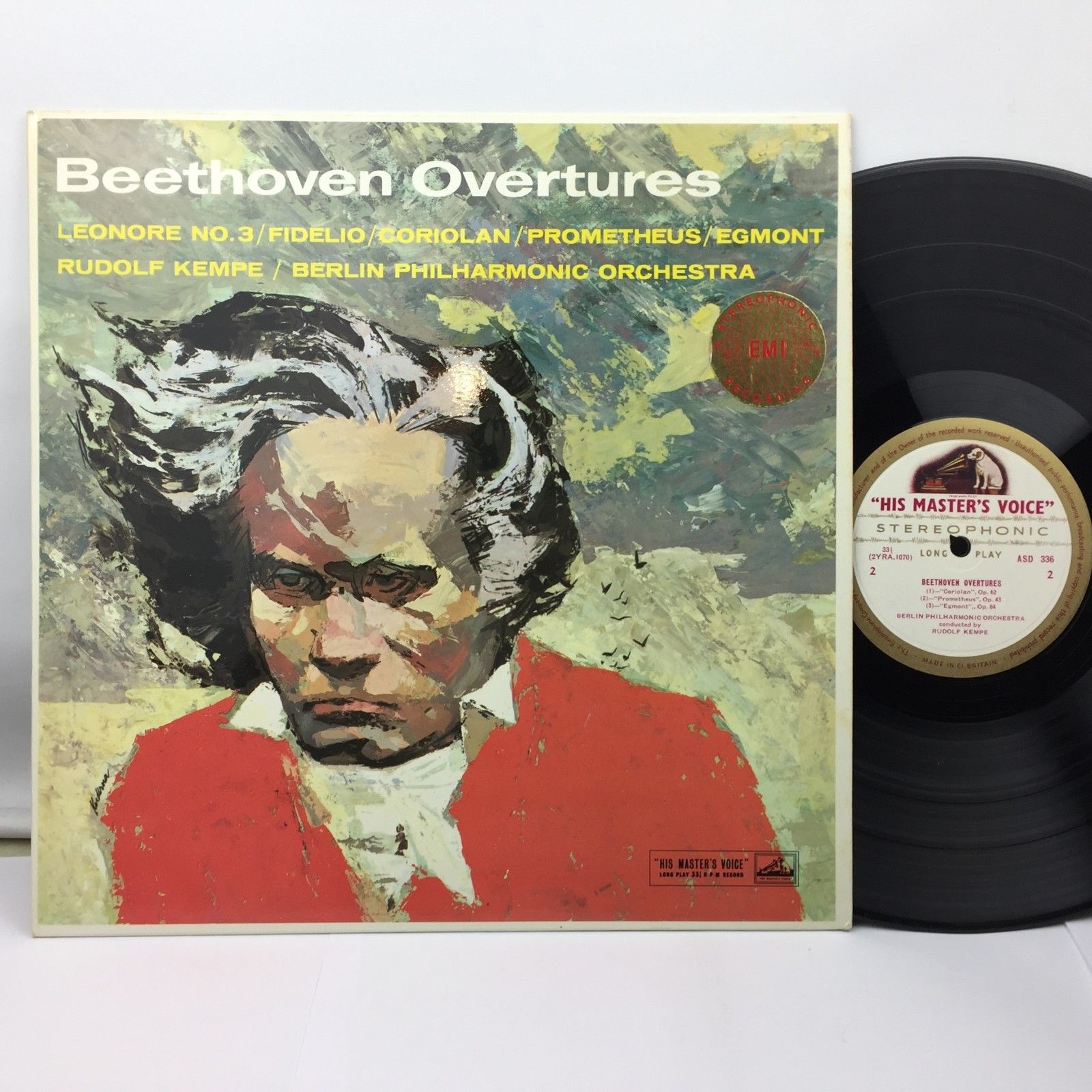 ASD 336 WG BEETHOVEN OVERTURES KEMPE BPO ED1 W/G GC VINYL LP CLASSICAL RECORD A