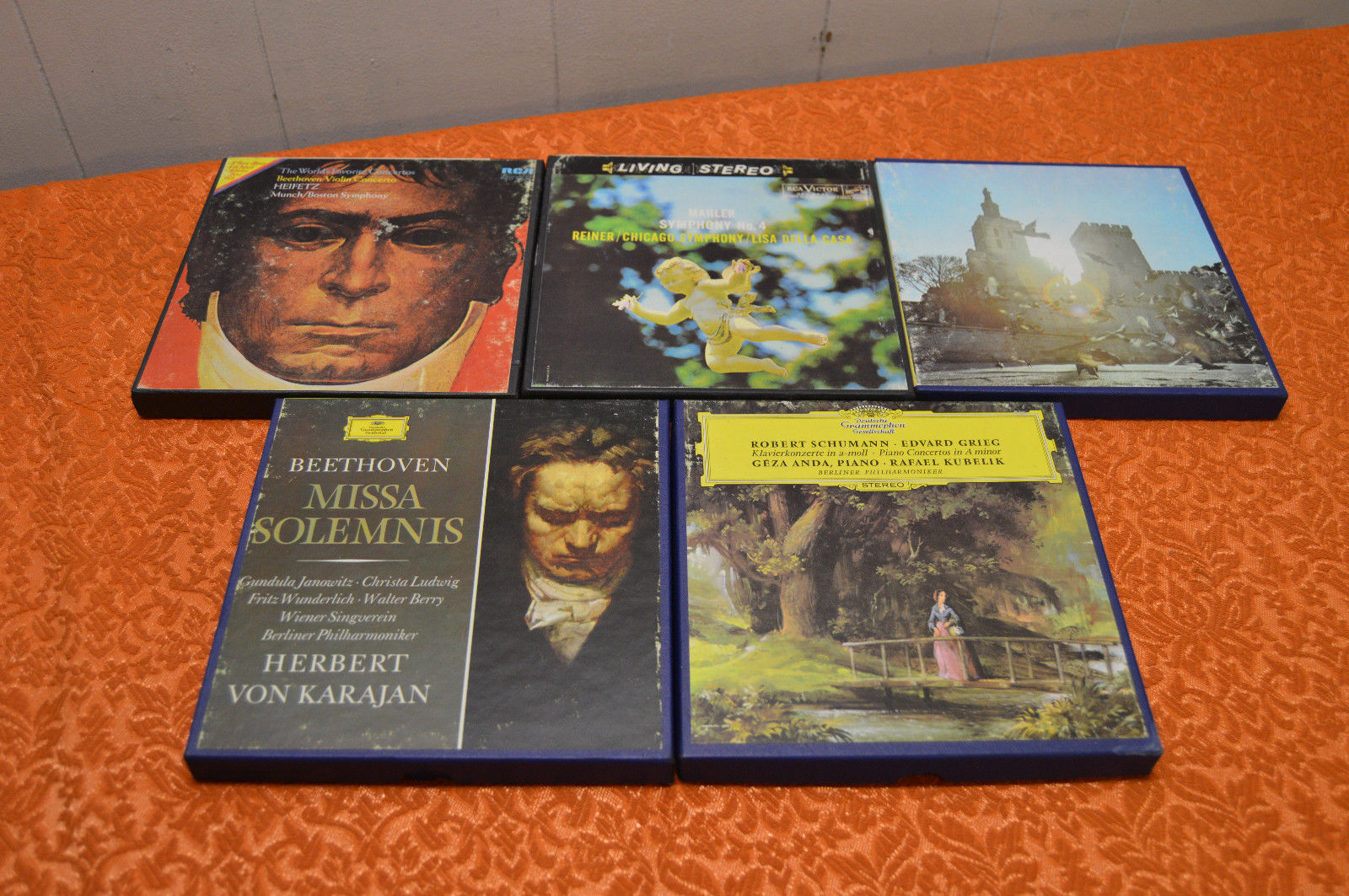 4)CLASSICAL REEL TAPES: Beethoven Heifetz Mahler Schuman Anda Yepes 7.5ips A