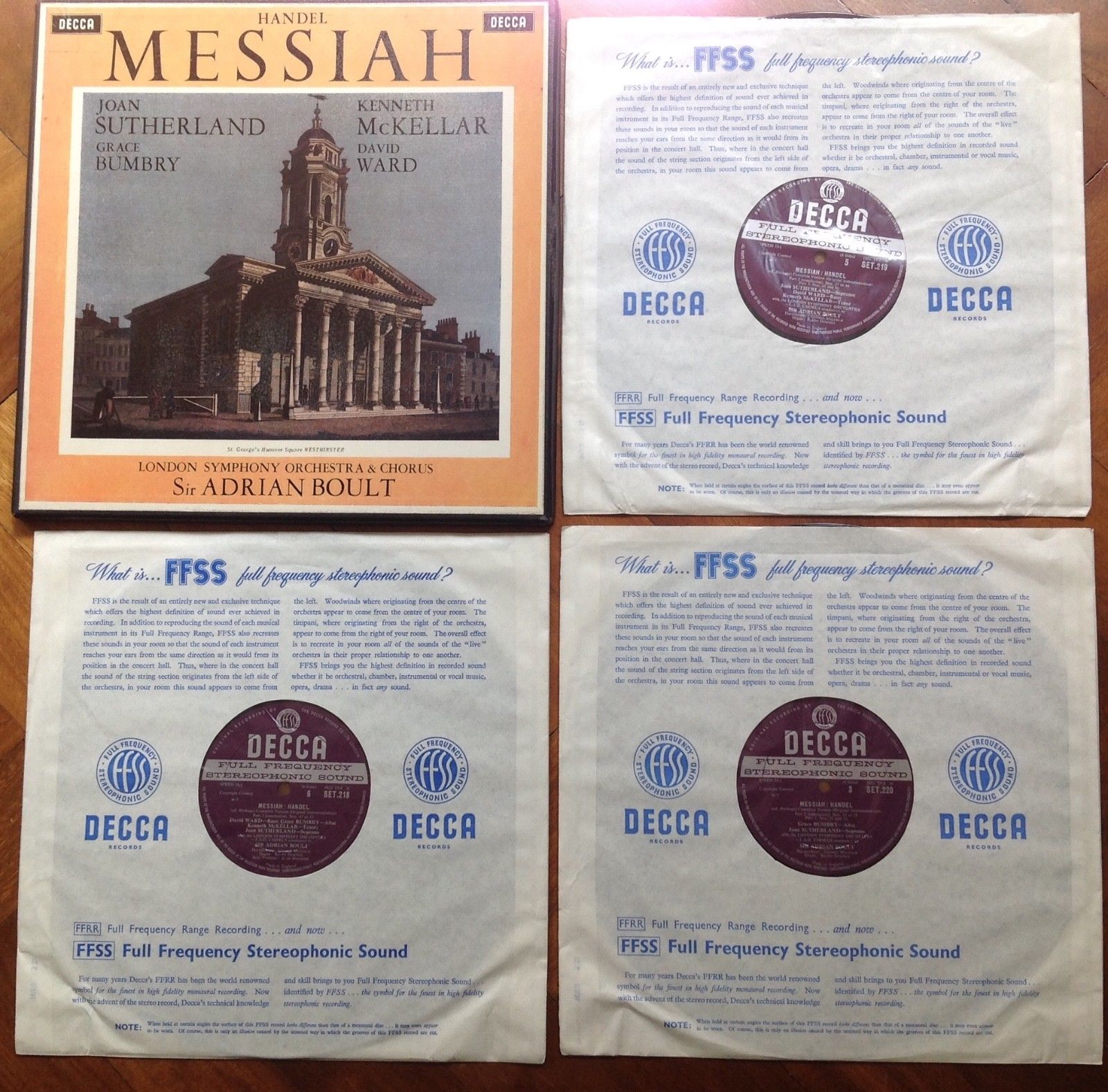 Audiophile STEREO Classical LP WBG Boxed Set 218-20 "Handel Messiah" Sutherland A