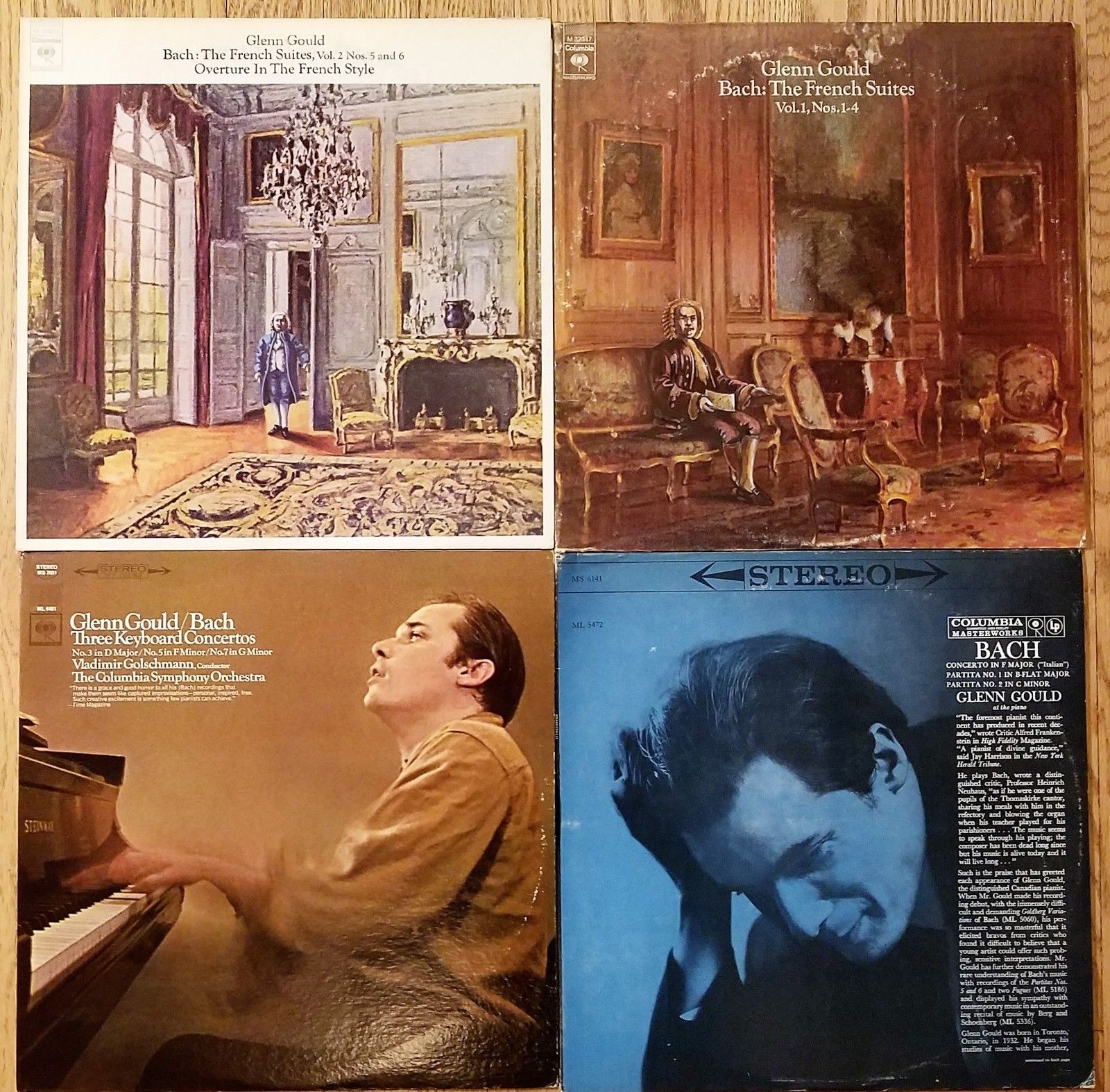 4x Glenn Gould Bach LP's - Columbia Masterworks CLEAN classical piano concerto A