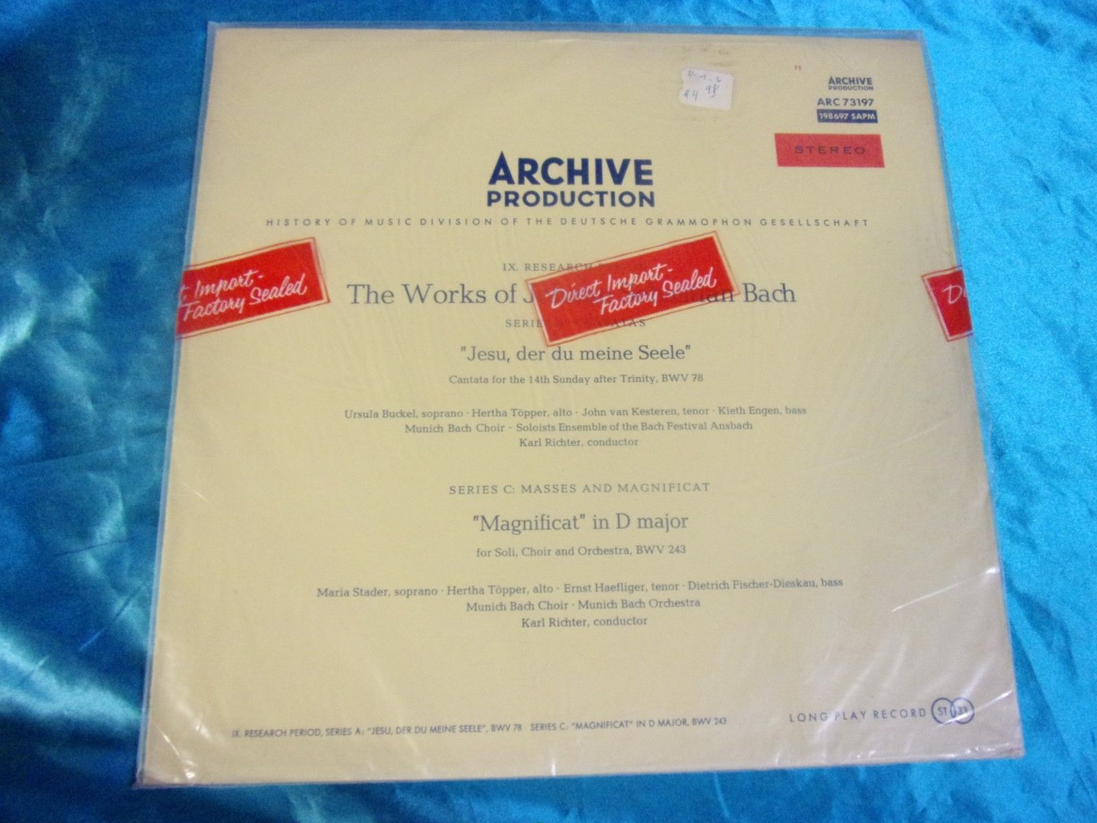 Sealed Classical LP: Richter - Works of Bach-Cantatas & Masses -Archiv ARC 73197 A
