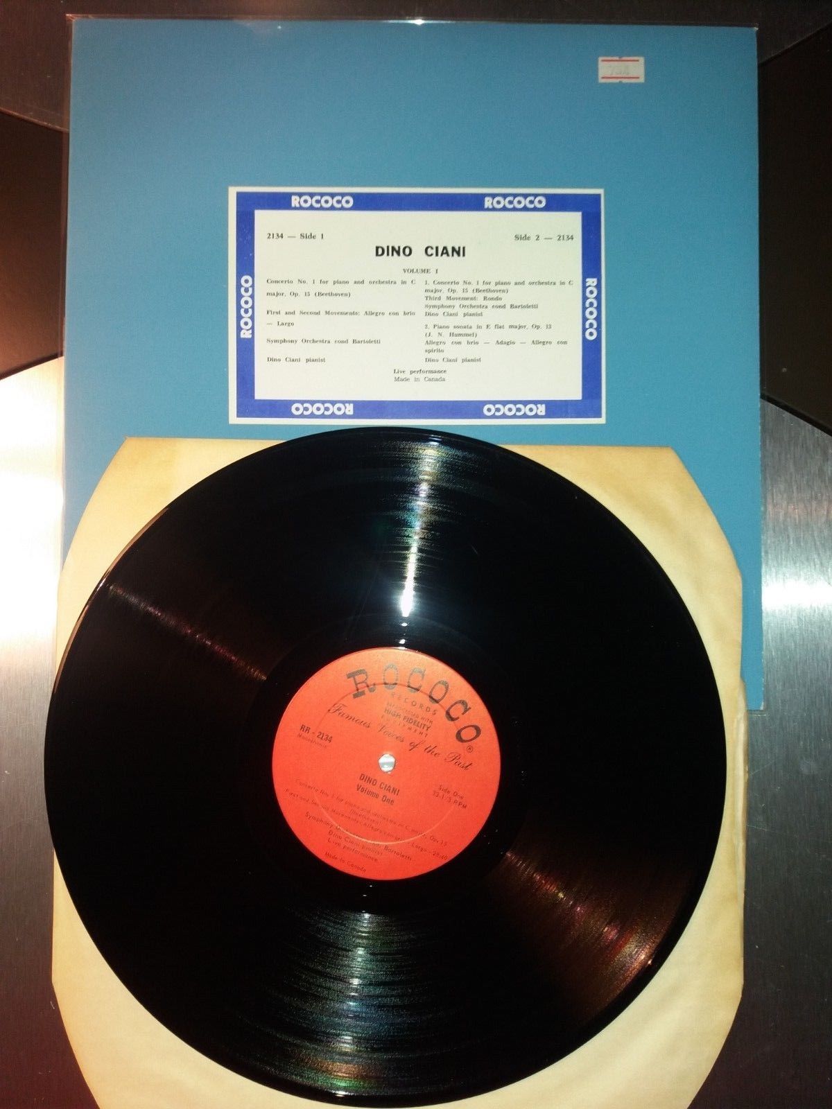 Beethoven Hummel D. Ciani Bartoletti vol 1 ROCOCO 2134 og rare Classical LP NM A