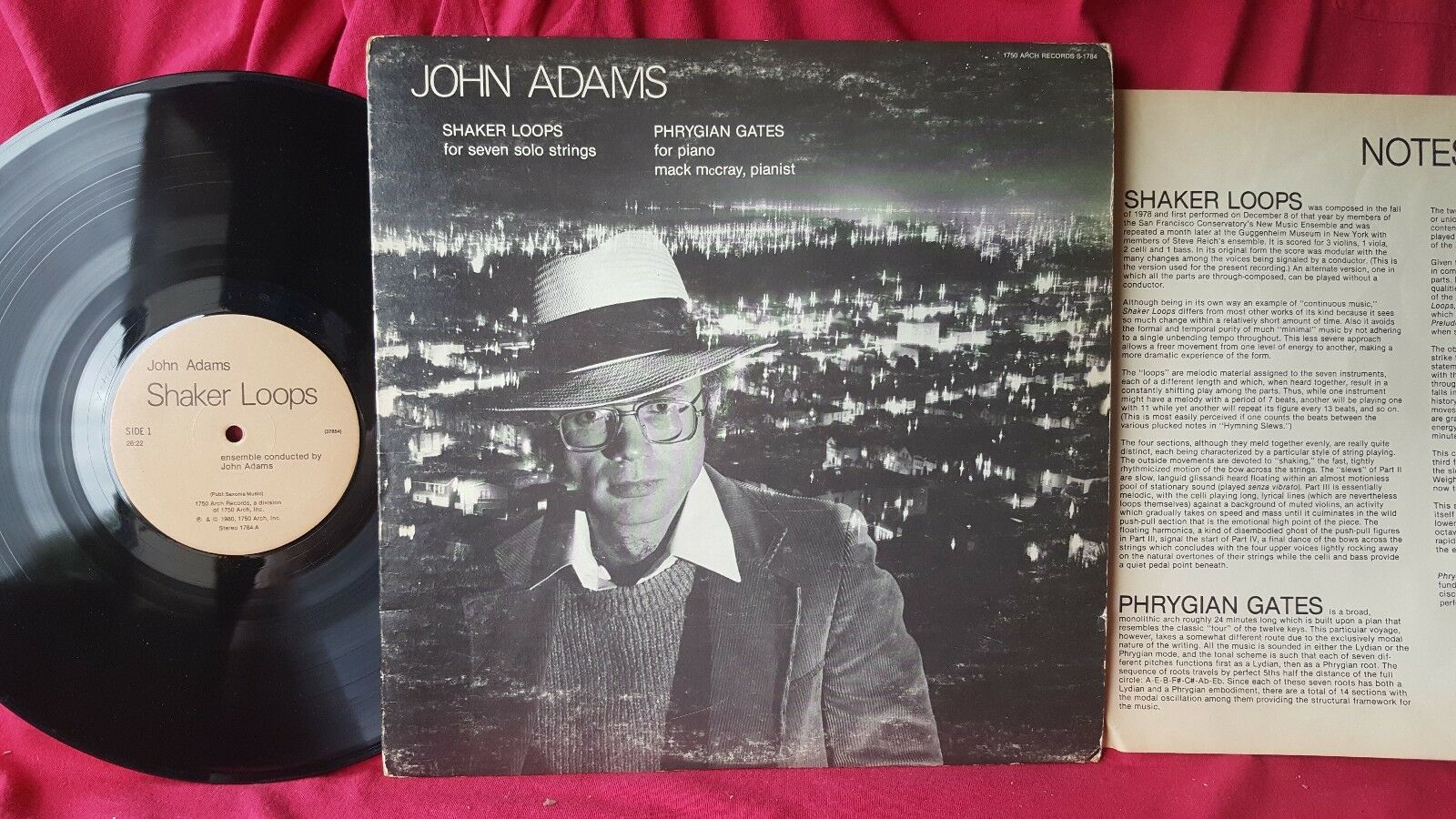 John Adams "Shaker Loops" NM vinyl w/notes insert, 1980 classical contemporary A