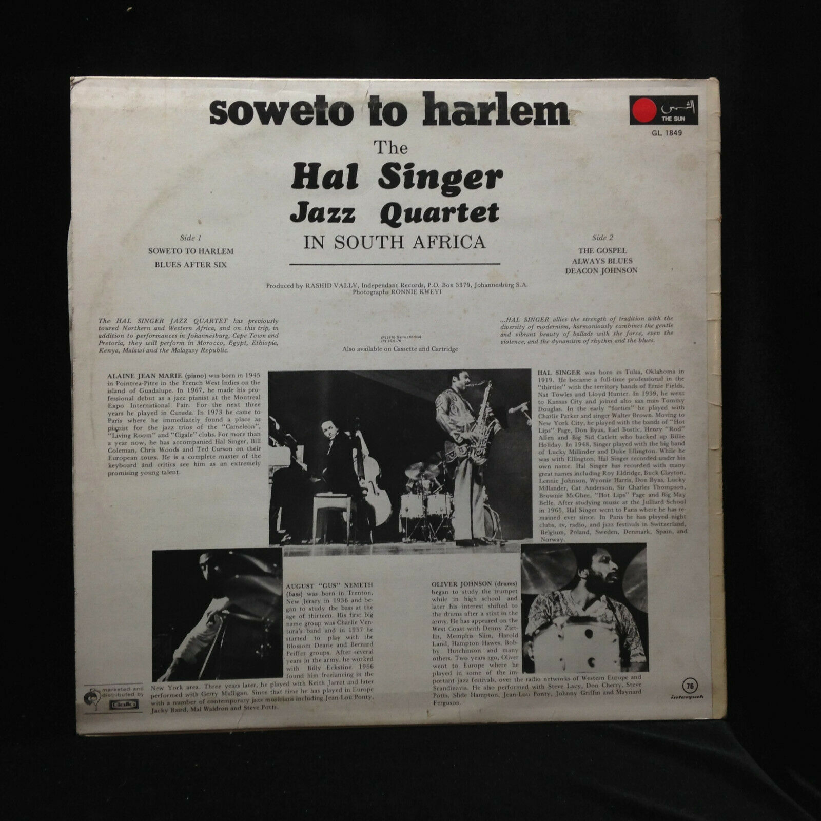 popsike.com - Hal Singer Jazz Quartet-Soweto To Harlem-Sun 1849