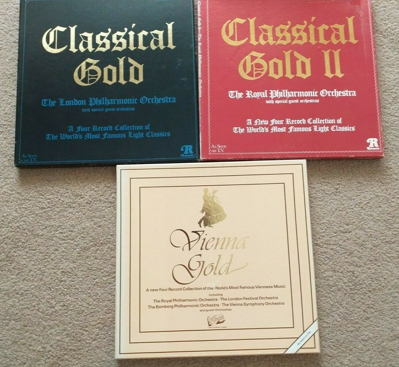 Classical Gold 1 & 2, & Vienna Gold Philarmonic Orchestras, 4 records Box Sets A