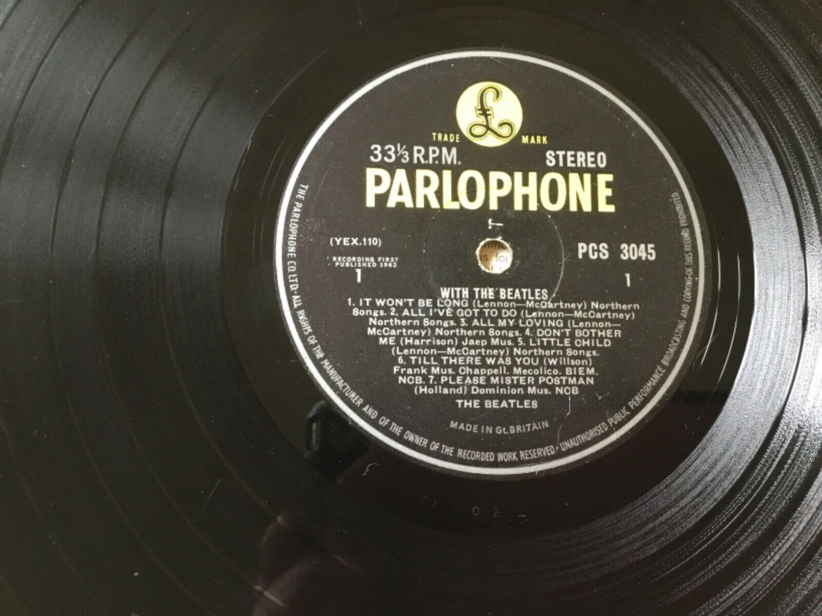 With The Beatles UK英盤 1st Jobete Credit The Beatles With The Beatles UK(英 GB)盤 LP Stereo 1st