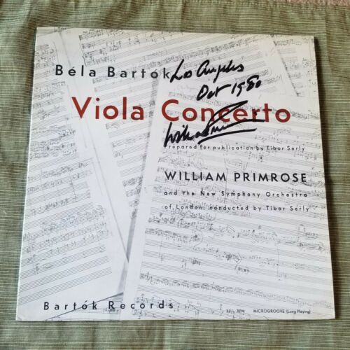 B&eacute;la Bart&oacute;k -Viola Concerto 1952 Vinyl LP #309 Classical Signed William Primrose A