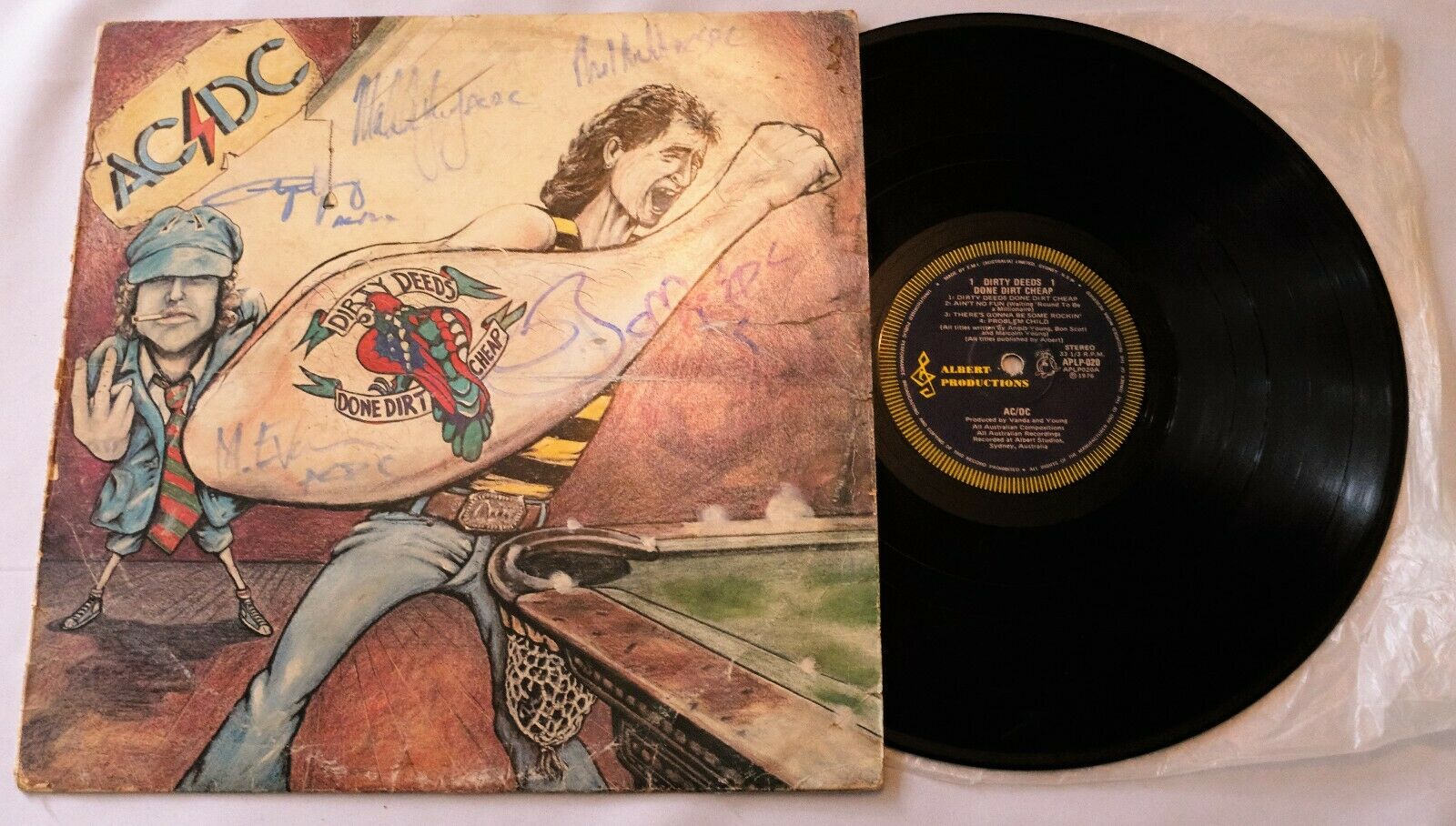 popsike.com - Signed AC/DC Dirty Deeds Vinyl LP Record OZ Aussie Blue ...