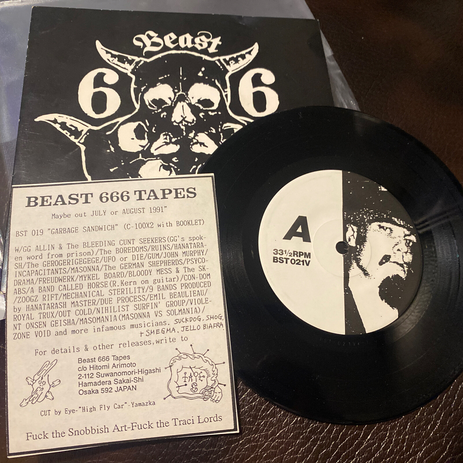 GG ALLIN WATCH ME KILL 7&rdquo; Vinyl Import (Japan) Insert Included Vinyl NM A