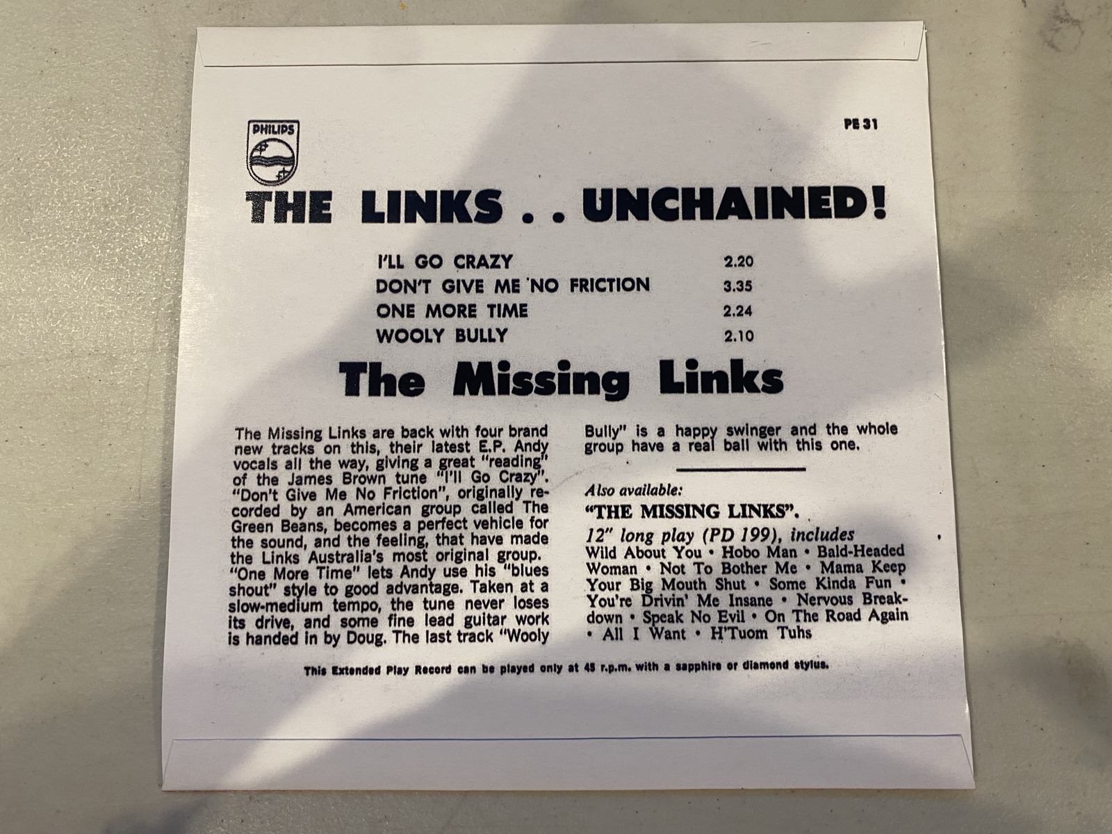 popsike.com - The Missing Links- Aussie Philips EP w PS "The Links ...
