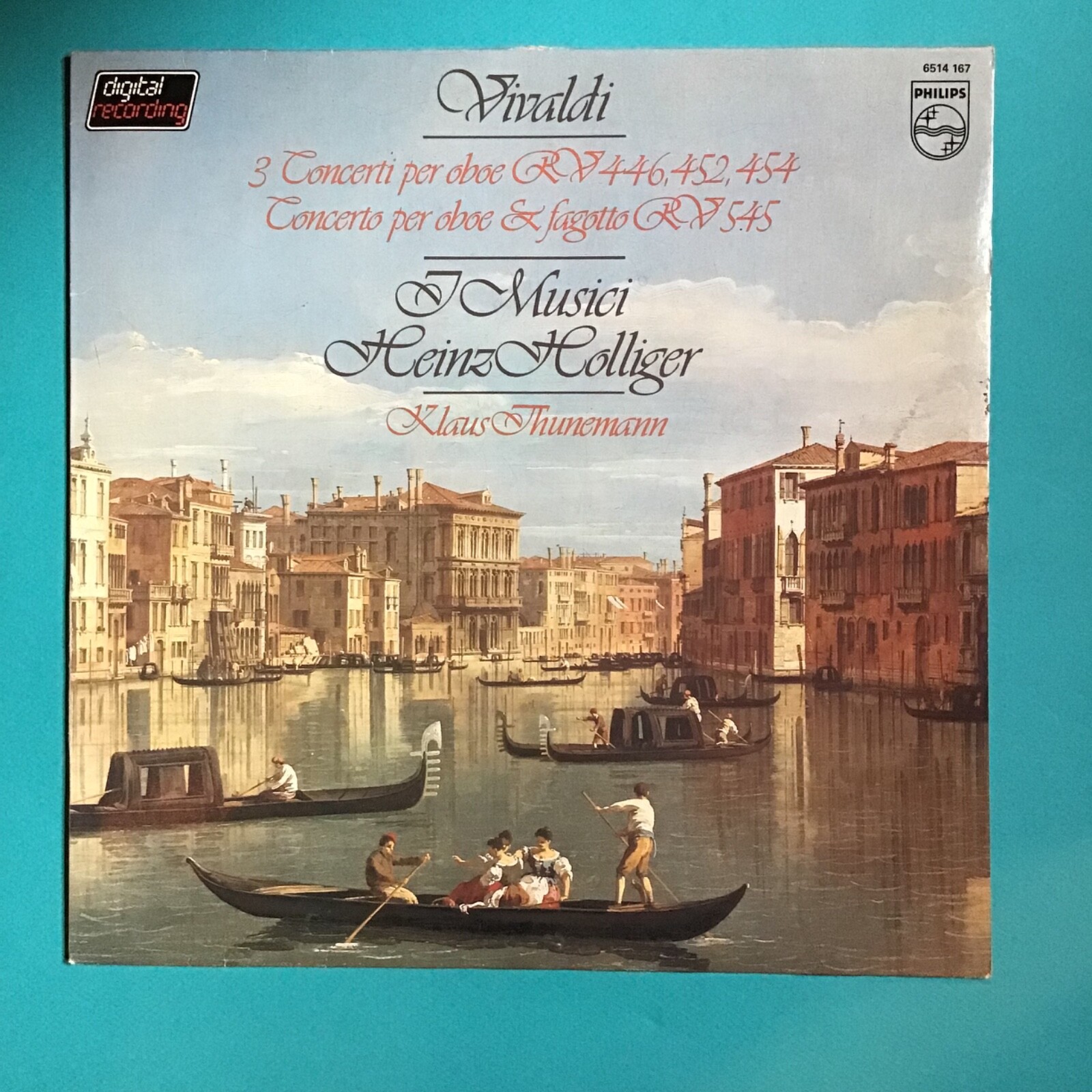 VIVALDI 3 CONCERTI PER OBOE RV 446, 452, 454 I MUSICI HEINZ HOLLIGER VINYL LP LP A