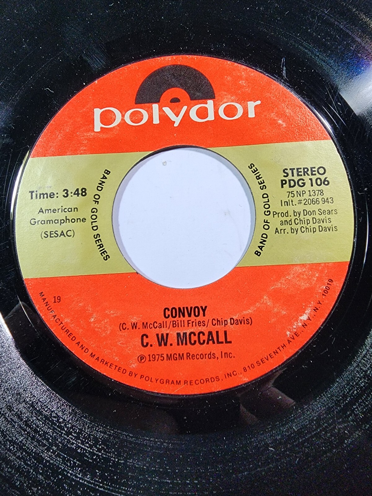 C. W. McCall - Roses for Mama; Convoy - Vinyl Record 45 RPM 7" VG+ F1 A