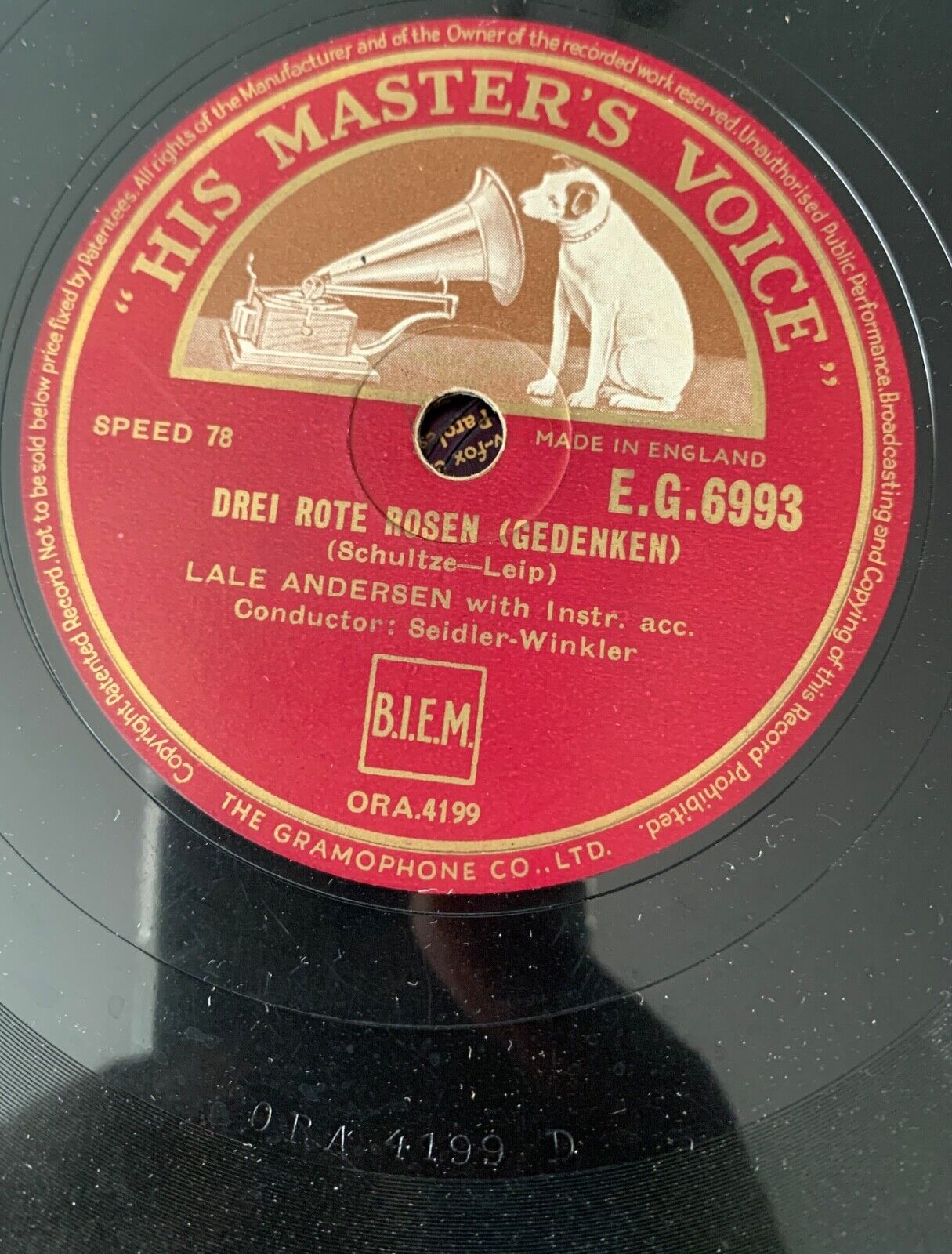 Lale Andersen Unter Der Laterne Lili Marlen Lilli Marleen Drei Rote Rosen 78rpm A