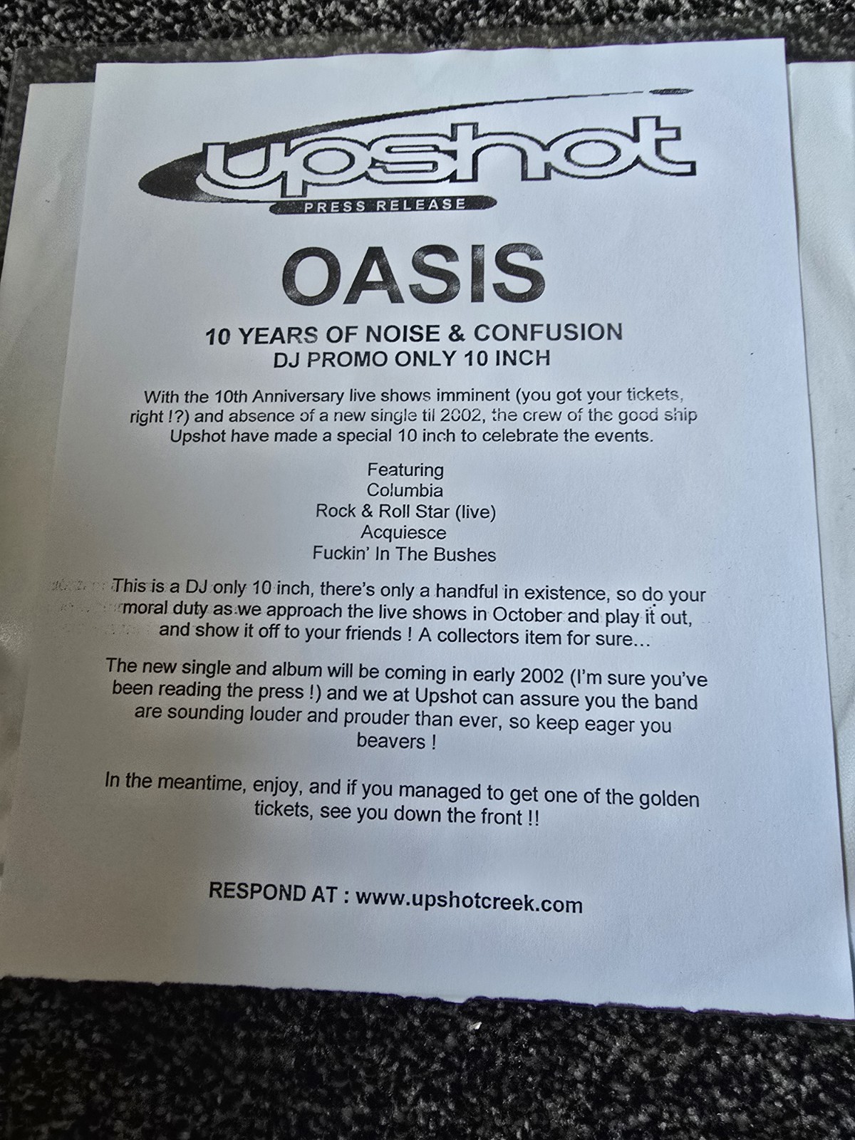Oasis 10 Years of Noise Confusion Vinyl, 4-Track, UK, 2001