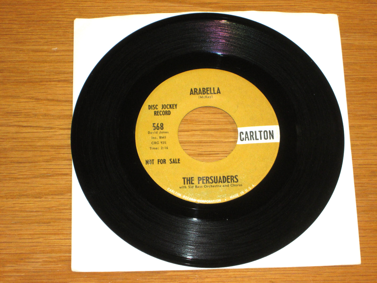 PROMO SOUL 45 RPM - PERSUADERS - CARLTON 568 - "ARABELLA" + "VIVA EL MATADOR" A
