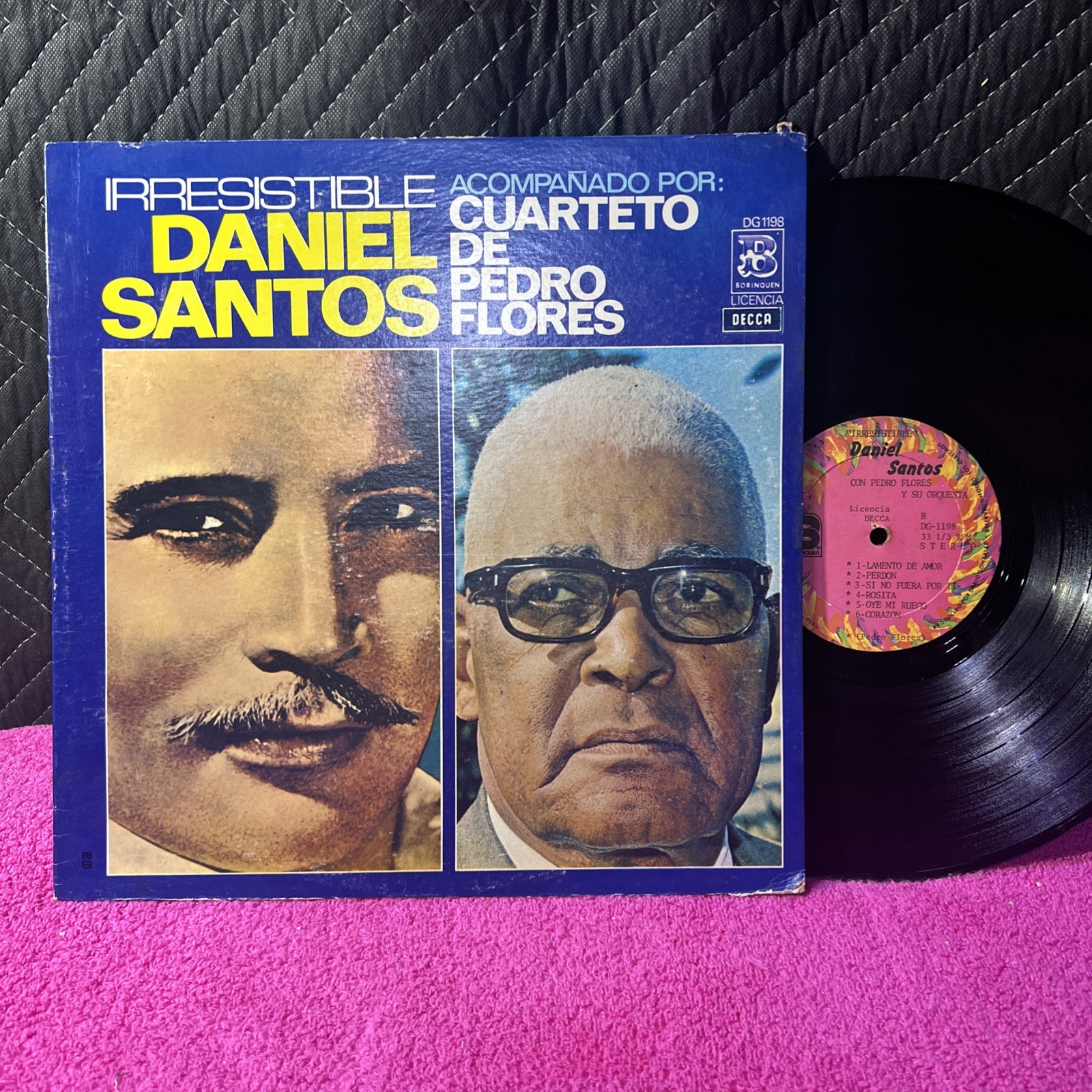 LP -Daniel Santos, Cuarteto De Pedro Flores &ndash; Irresistible - Borinquen &ndash; DG1198 A