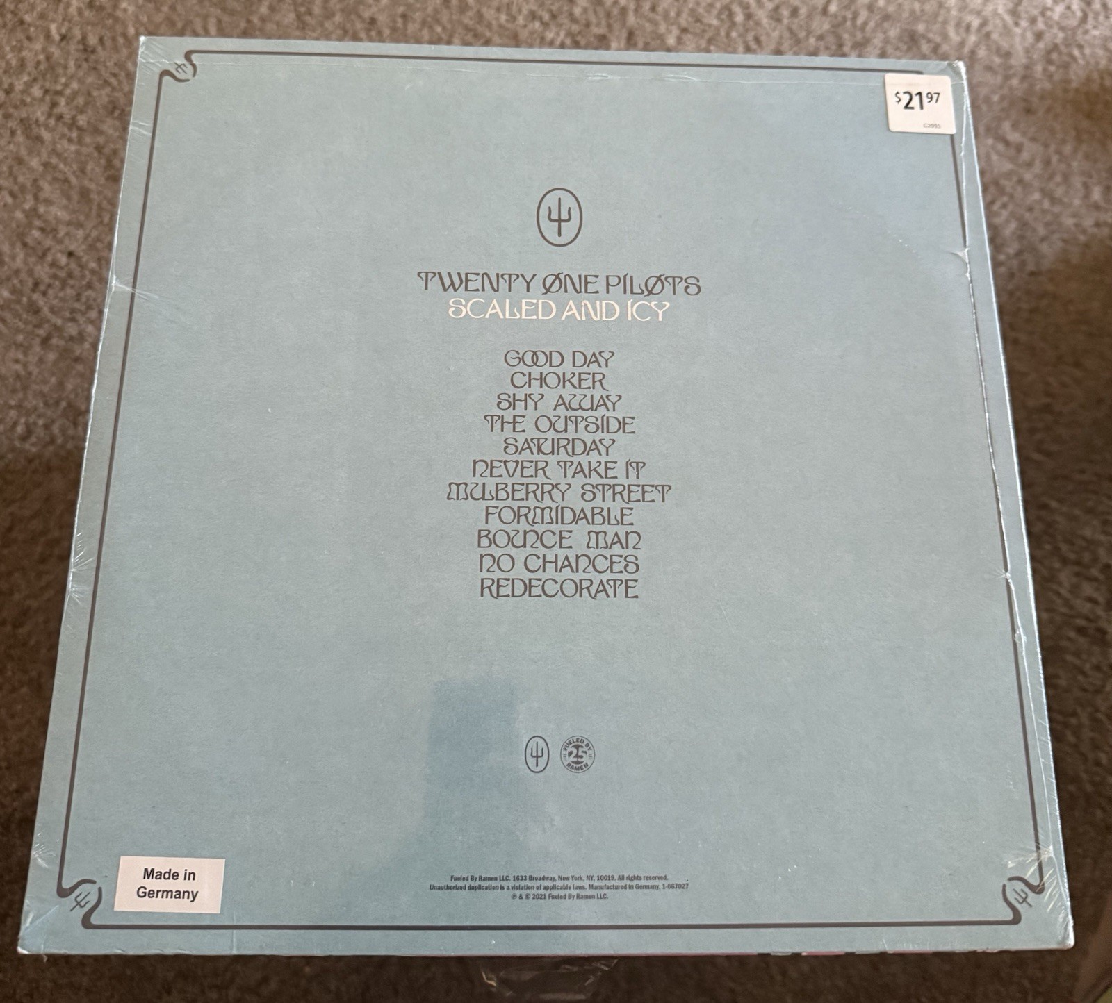 TWENTY ONE PILOTS SCALED AND ICY VINYL RECORD CURACAO