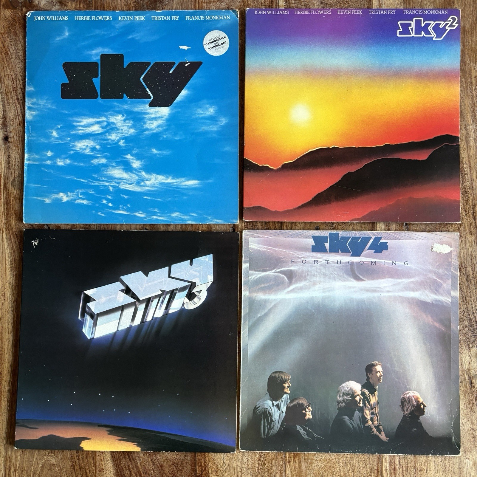 SKY / SKY 2 / SKY 3 / FORTHCOMING EX+ to NEAR MINT VINYL LP x4 / INSERTS A