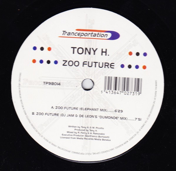 Tony H - Zoo Future - Belgian 12" Vinyl - 1998 - Tranceportation A