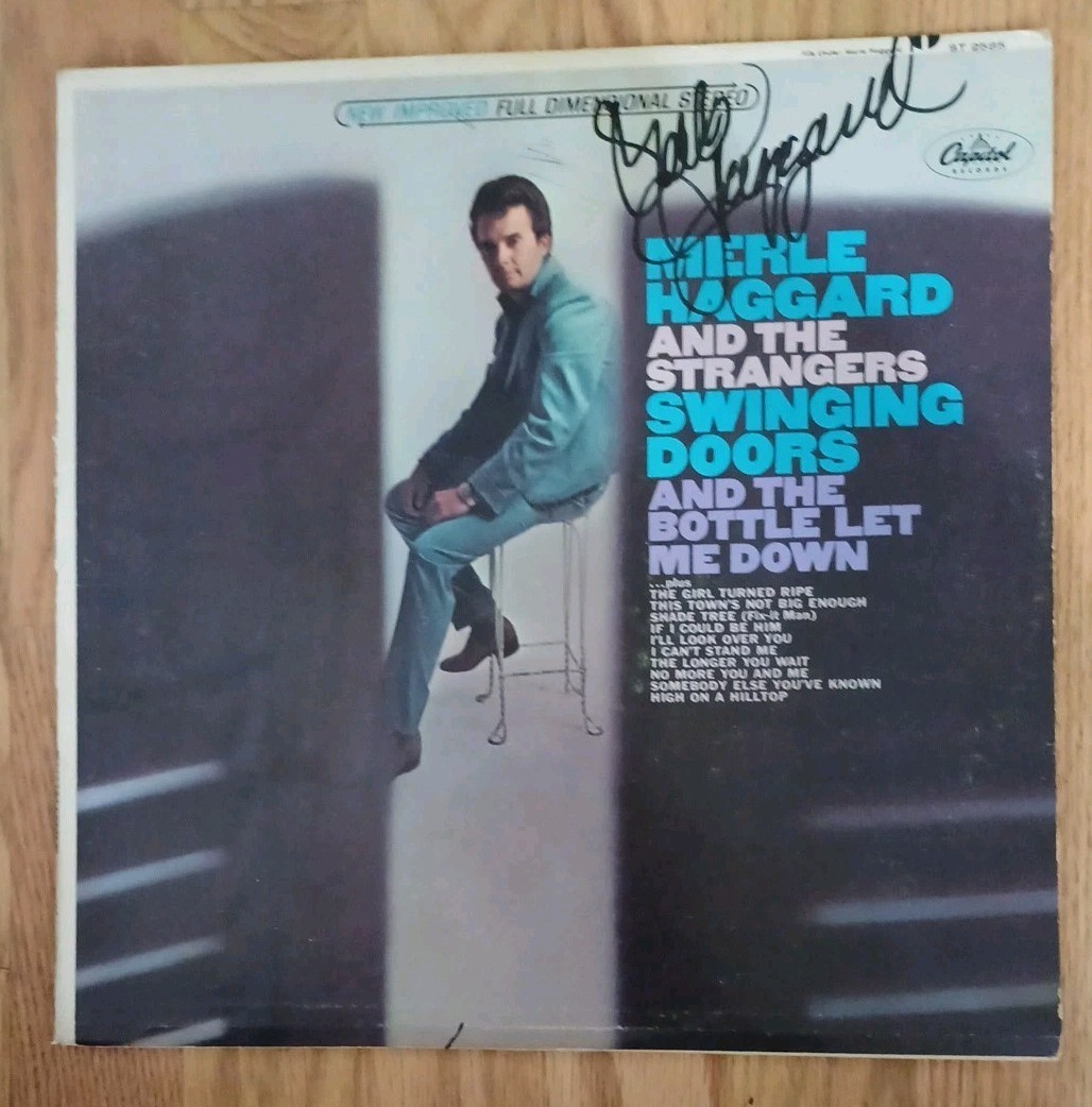 Merle Haggard Swinging Doors Vinyl LP Autographed A