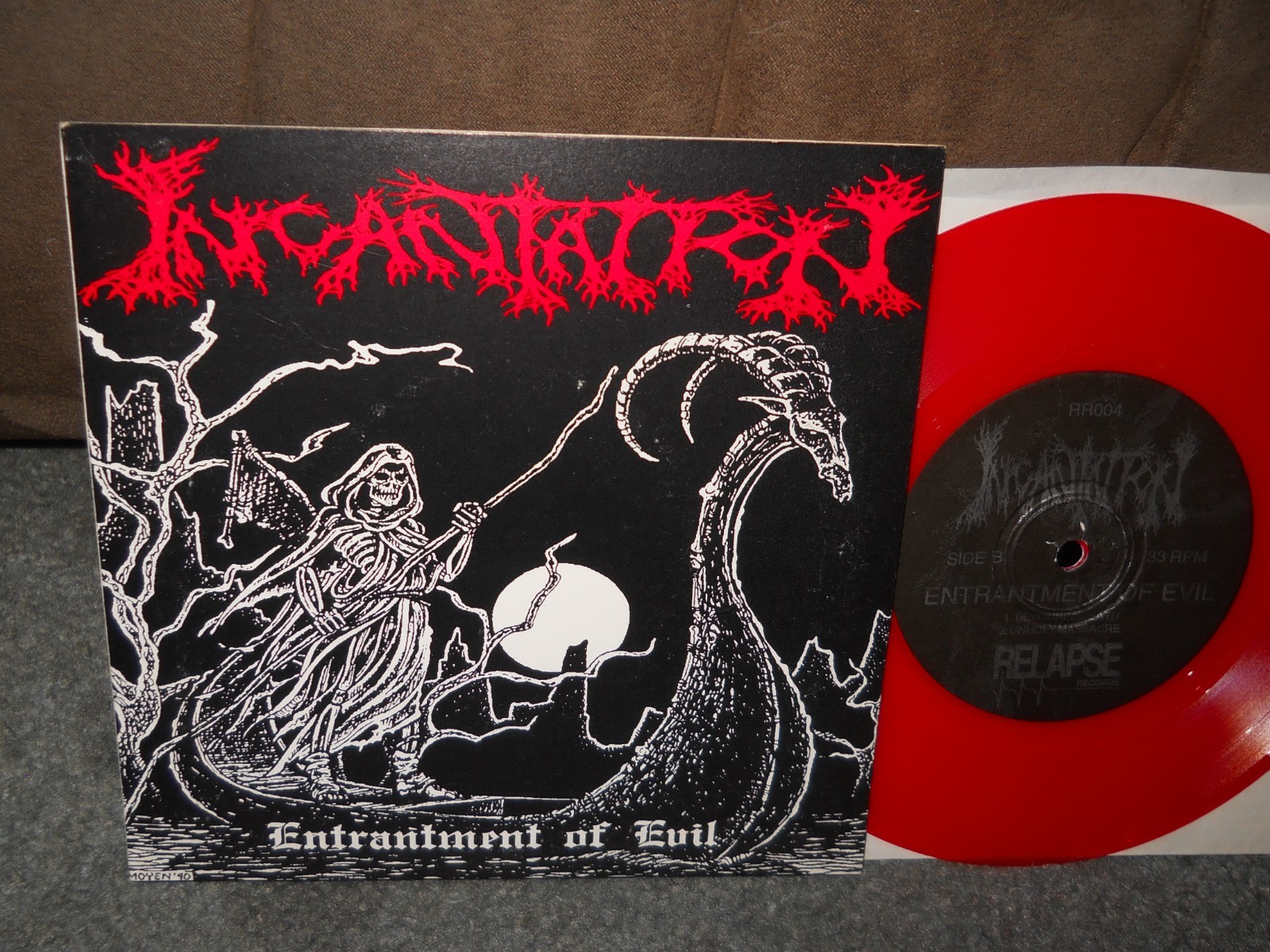 Incantation Entrantment Of Evil 7" Vinyl EX/NM 1991 Disma Mortician Encoffinatio A