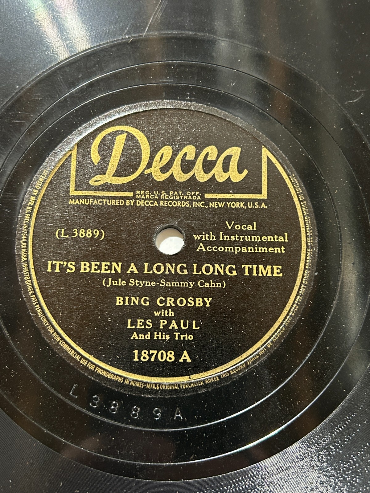 Bing Crosby DECCA 78 - Long Long Time / Dream Are you - Les Paul A
