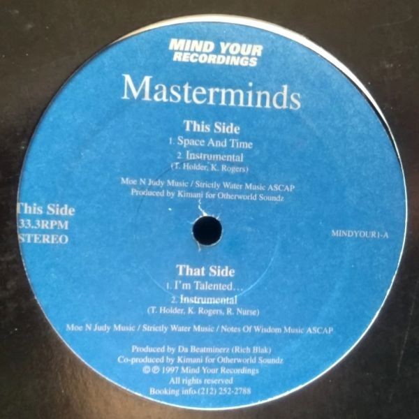 12inch Vinyl MASTERMINDS SPACE AND TIME Used A-B Sleeve A