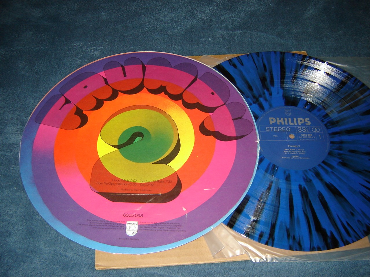 Frumpy 2 1971 orig LP German gimmicks cover prog Krautrock blue & black splatter A